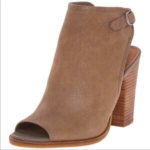 Lucky Brand Lisza peep toe block stacked heel bootie sandal shoes sz 7 tan